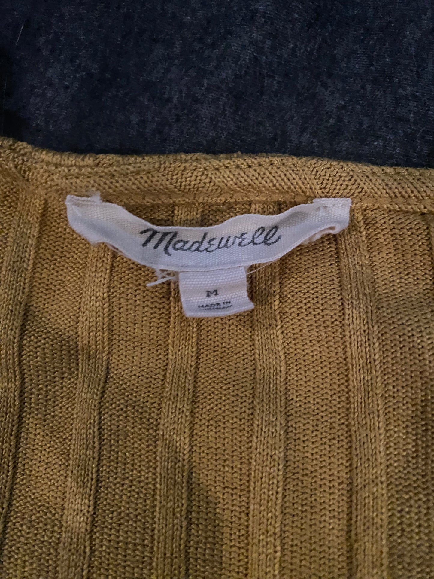 Madewell Mustard Bell-Sleeve Cardigan Top (Medium)