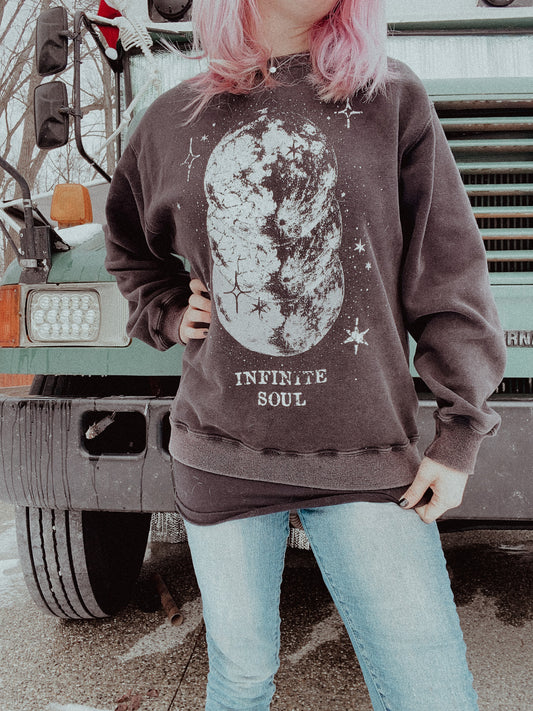 Vintage "Infinite Soul" Sweatshirt – Washed Black XS - Fits like a SM woman's