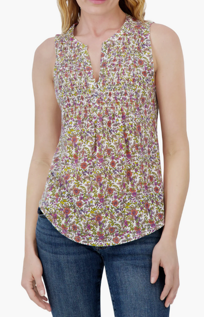 Lucky Brand Smocked Tank Floral Boho (Medium)