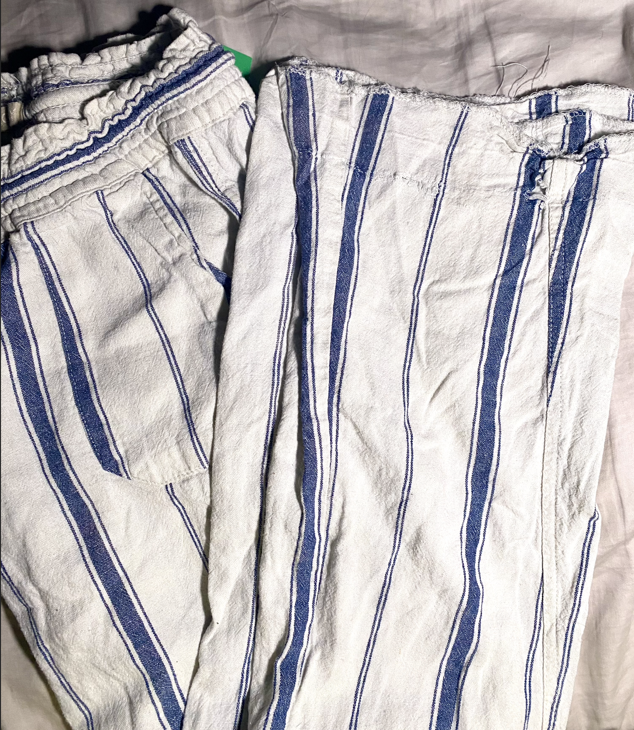 Roxy Canvas Blue & White Striped Linen Pants (Medium)